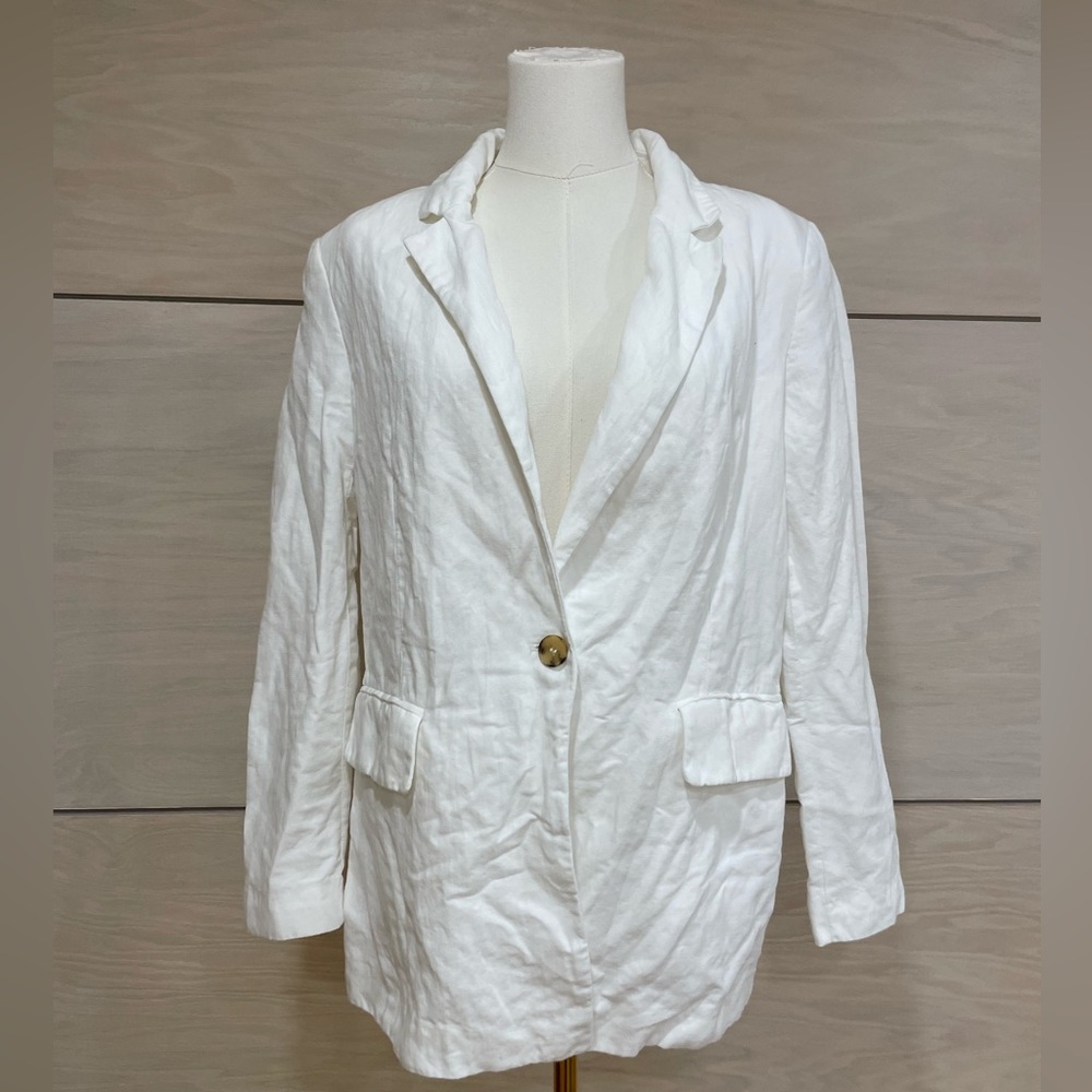 Zara White Linen Blazer